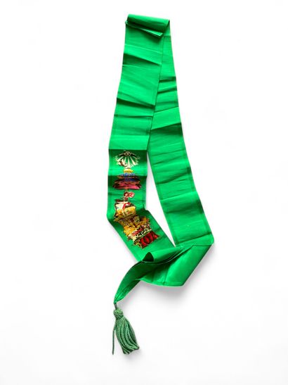 A green Odd Fellows collar with the inscription...