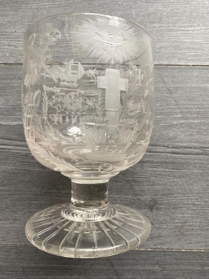 Large stemmed glass richly engraved with...
