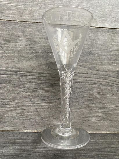 Stemmed glass with symbols of the Masonic...