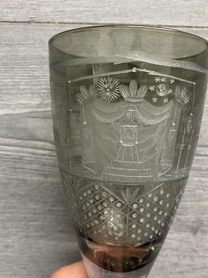 Large smoked couelur stemmed glass richly...