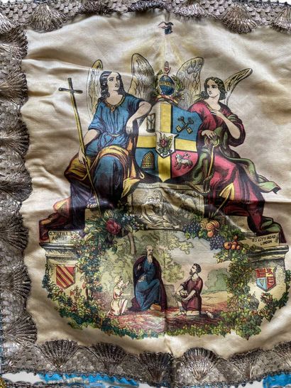 An Odd Fellows silk apron with blue trim...