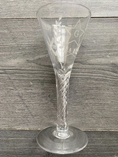 Stemmed glass with symbols of the Masonic...