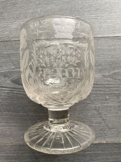 Large stemmed glass richly engraved with...