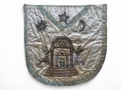 A French Rite silk apron with blue border...
