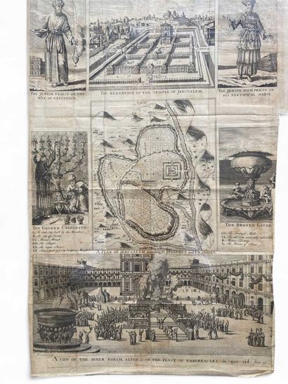 Framed antique engraving on the city of Jerusalem...