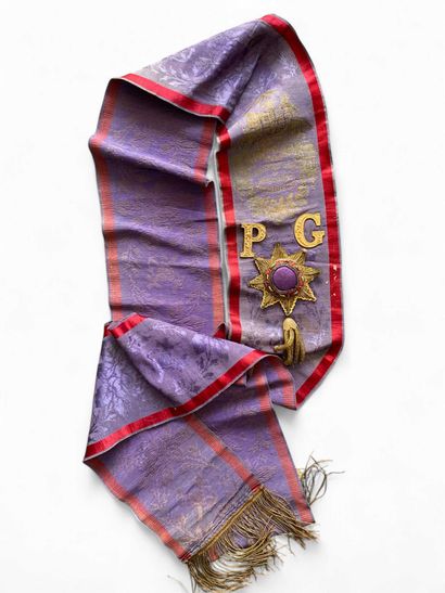 An Odd Fellows harness with red colored edges...