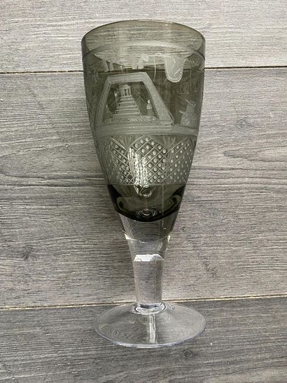 Large smoked couelur stemmed glass richly...