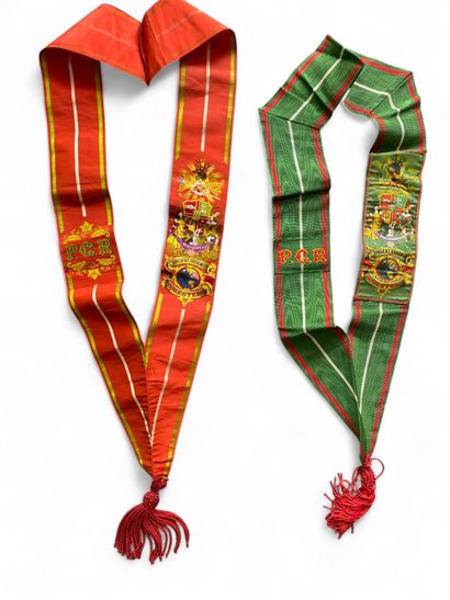 A set of two green Odd Foresters collars...