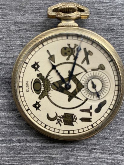 A gold-plated masonic pocket watch signed...