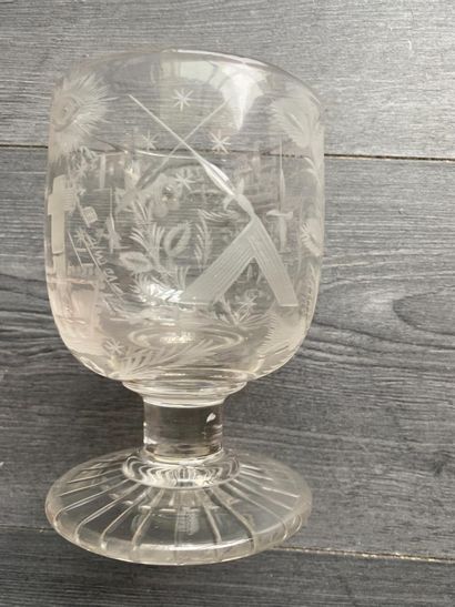Large stemmed glass richly engraved with...