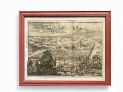 A framed antique engraving illustrating the...