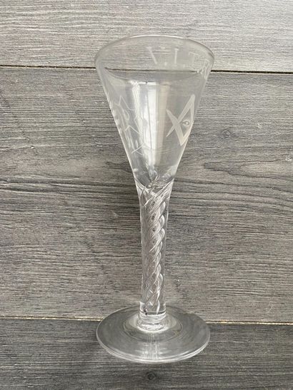 Stemmed glass with symbols of the Masonic...