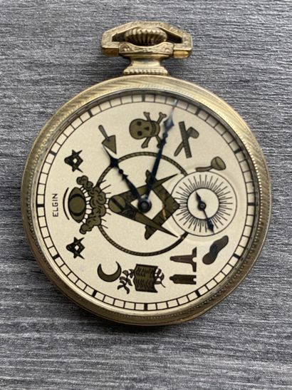 A gold-plated masonic pocket watch signed...