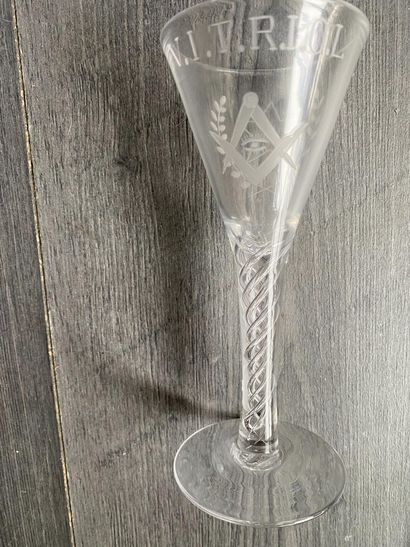 Stemmed glass with symbols of the Masonic...