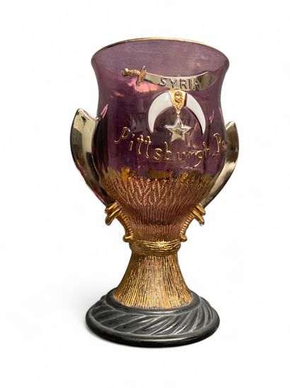 A large purple Masonic glass from a Syrian...