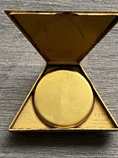 A masonic pocket watch in gilded metal, triangular...