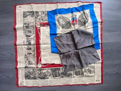 Un lot de trois foulards en soie (un foulard...
