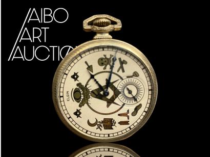 A gold-plated masonic pocket watch signed...