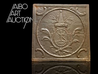 Cast-iron fireback (Dimensions: 48 cm x 48...