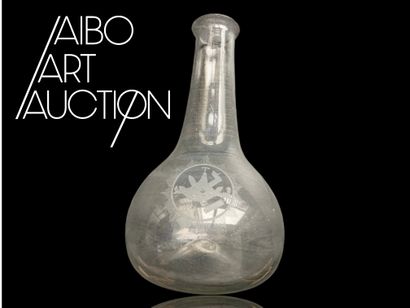 Glass caraffe with engraved Masonic symbols...