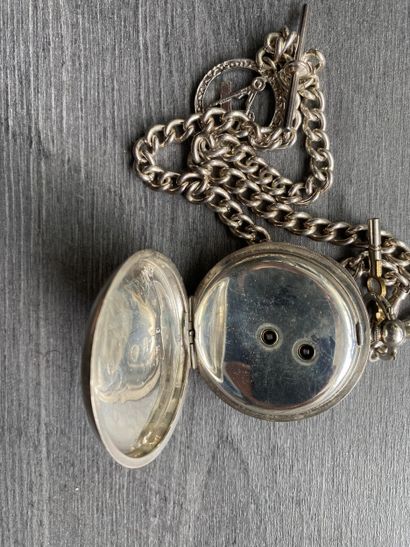 A round steel masonic pocket watch with a...