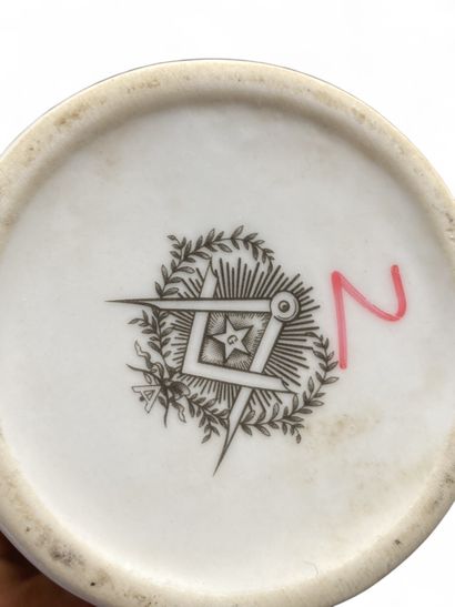 Small porcelain mustard pot decorated with...