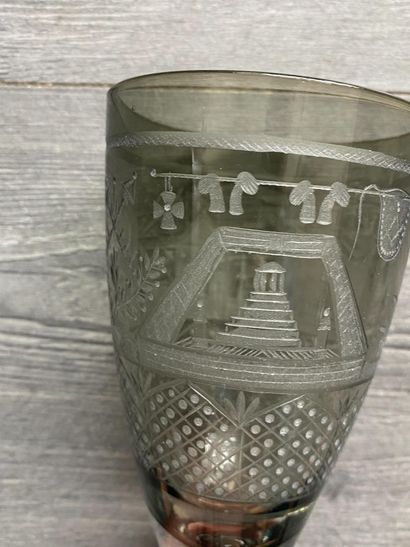 Large smoked couelur stemmed glass richly...