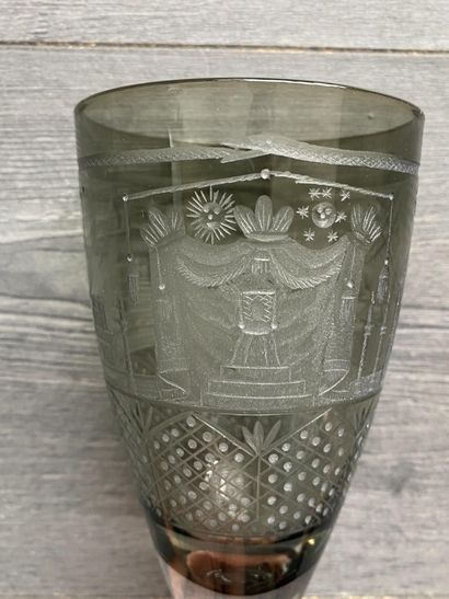 Large smoked couelur stemmed glass richly...