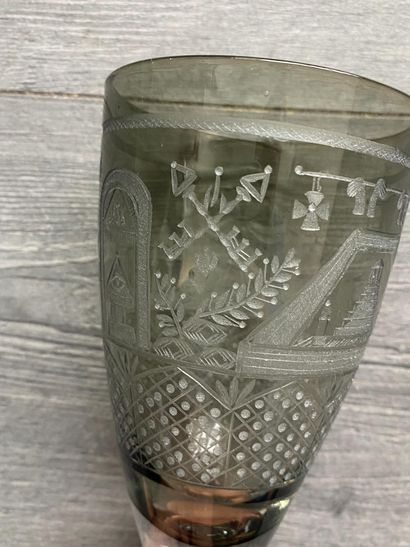 Large smoked couelur stemmed glass richly...