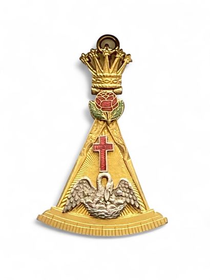 Gilded and enameled metal Rosicrucian medal...