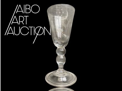 Large stemmed glass with Masonic symbols...