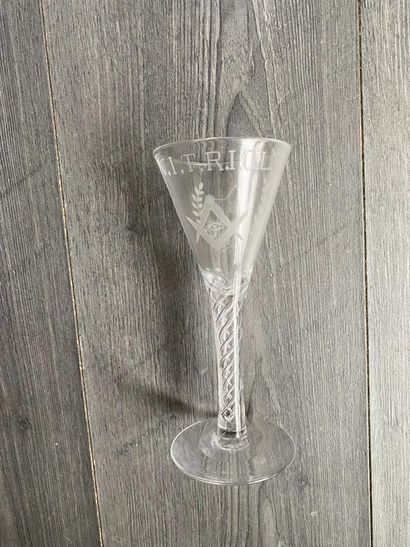 Stemmed glass with symbols of the Masonic...
