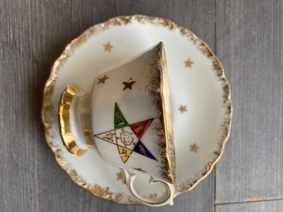 Set of three masonic cups and saucers (two...