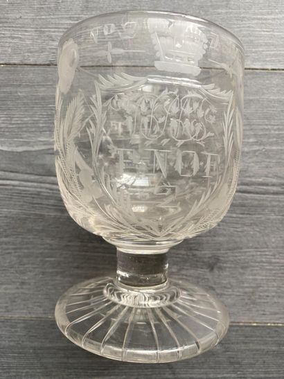 Large stemmed glass richly engraved with...