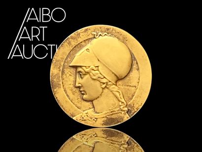 Very nice gilt bronze medal (signed G.Contaux...