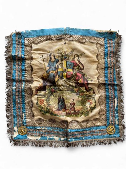 An Odd Fellows silk apron with blue trim...
