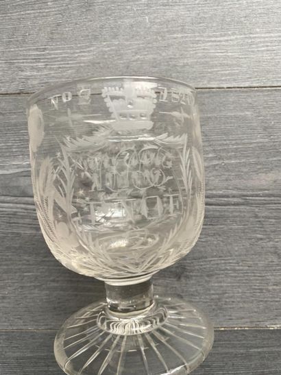 Large stemmed glass richly engraved with...