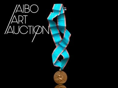 Beautiful bronze medal with light blue ribbon...