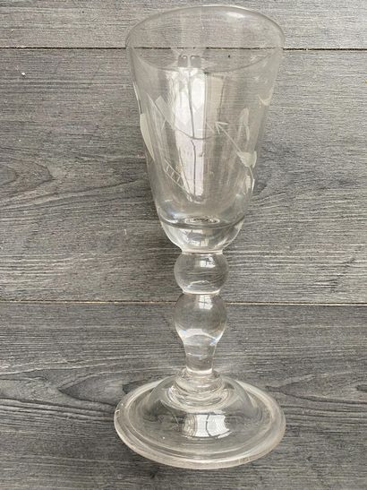 Large stemmed glass with Masonic symbols...