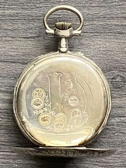 A round steel masonic pocket watch with the...