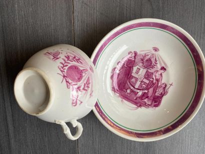 Set of three masonic cups and saucers (two...