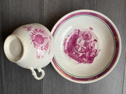 Set of three masonic cups and saucers (two...