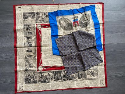 Un lot de trois foulards en soie (un foulard...
