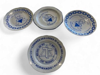 Set of four small masonic plates with the...