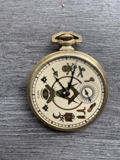 A gold-plated masonic pocket watch signed...