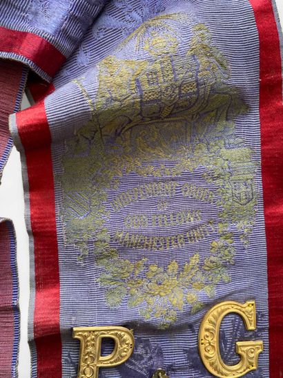 An Odd Fellows harness with red colored edges...