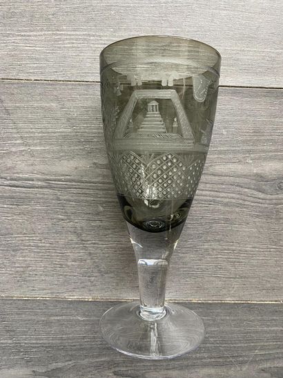 Large smoked couelur stemmed glass richly...