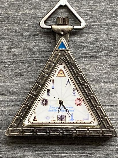 A triangular steel Masonic pocket watch with...