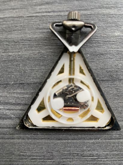 A triangular steel Masonic pocket watch with...