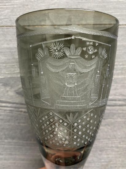 Large smoked couelur stemmed glass richly...